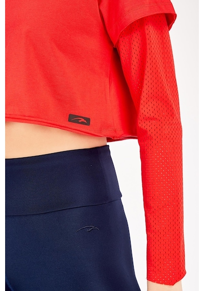 Maraton Active Regular Kadın Bisiklet Yaka Uzun Kol Fitness Kırmızı Sweatshirt 18557-kırmızı