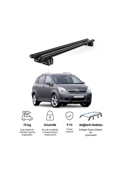 Pençe Toyota Corolla Verso 2001-2010 Uyumlu Siyah Ara Atkı Port Bagaj Tavan Barı