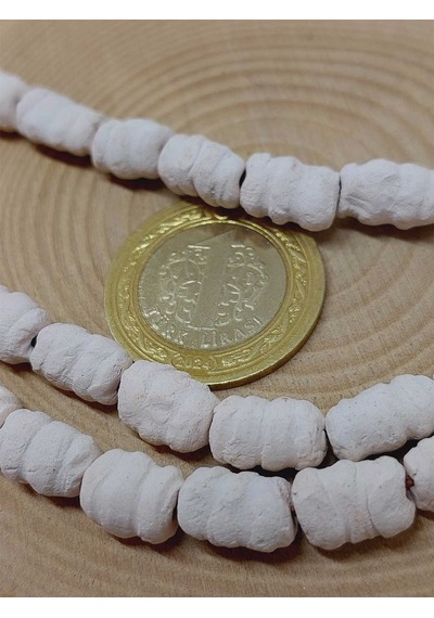 Beyaz Tırtıklı Mat Seramik Boncuk Dizi 10-12mm/33cm 54214 Çok REnkli