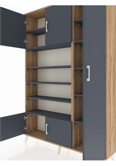 Arges Dolap 11 Raflı 5 Kapaklı 132x30x195 Çam-antrasit/antrasit Çam Arges Dolap 11 Raflı 5 Kapaklı 132x30x195 Çam-antrasit/antrasit Çam