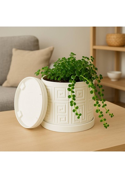 Aztek Desenli Modern Saksı - Fibrika Store