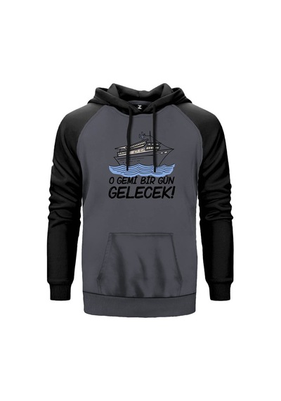 O Gemi Bir Gün Gelecek Gri Renk Reglan Kol Sweatshirt