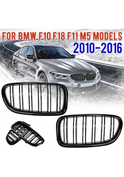 Bmw F10 Çift Çizgi Ön Panjur Izgara 2009-2016 Arası Parlak Siyah