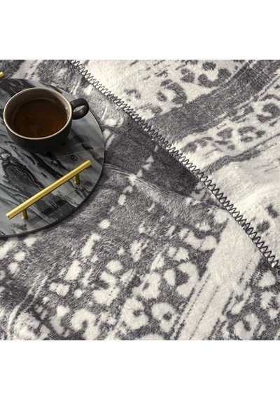 Desenlı 100 Pamuk Pamuk Battaniye Gri Çift Kişilik Çok Renkli