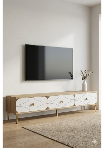 Tsa1897dbg Alfa Tv Sehpası Safirmeşe-beyaz-gold 180cm