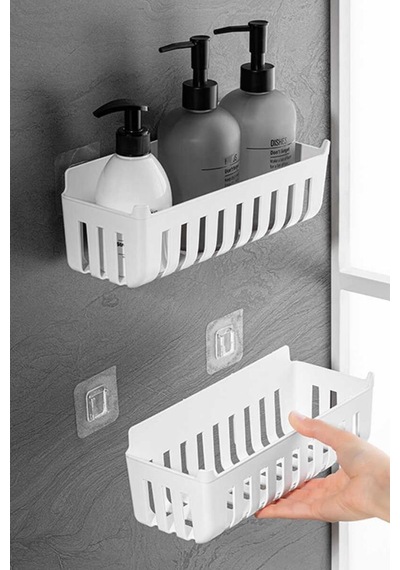 Primanova Deby 2'li Yapışkanlı Banyo Rafı - Beyaz