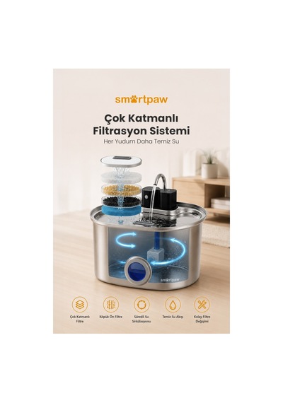Aqua Max Sensörlü Kedi Su Pınarı Distribütör Garantili