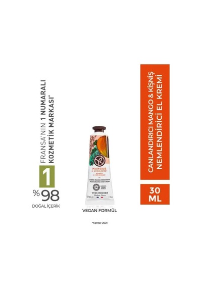 Mango Ve Kişniş Özlü Canlandırıcı Vegan El Kremi Nemlendirici Bakım 30 Ml