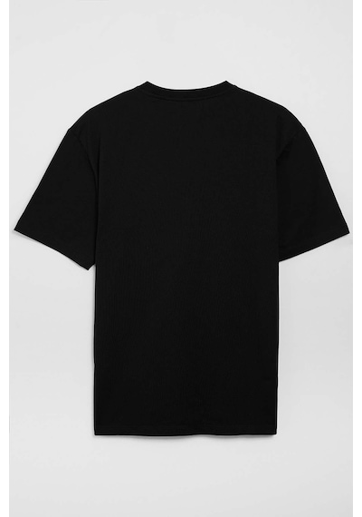 Grimelange Solo Erkek %100 Organik Pamuklu Kalın Dokulu Comfort Fit Bisiklet Yakalı Siyah T-shirt Siyah