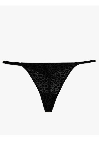 Koton Leopar Desenli Tül String Külot Siyah 7wlk30049mk