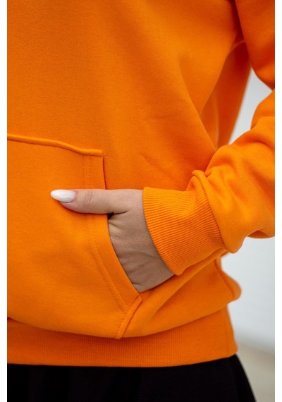 Azıcık Akıllı Kadın Turuncu Basic 3 Üç İplik Ekstra Kalın Kapüşonlu Kanguru Cep Uzun Kollu Sweatshirt 23kswtucpl 001