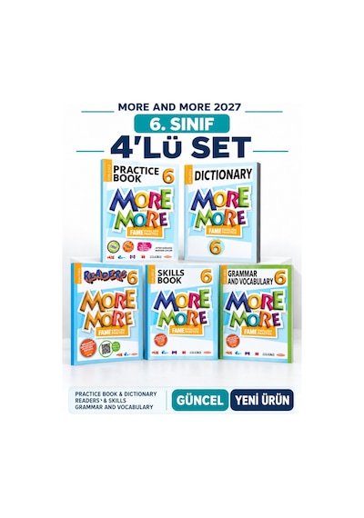 Güncel 6.sınıf 6 More&more Practice Book&dıctıonary Readers & Skılls + Gramer And Vocabulary 4 Lü Set Yeni Ürün