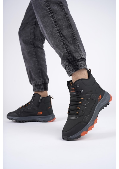 Muggo Alaska Unisex Garantili Trekking Outdoor Bağcıklı Yandan Fermuarlı Kışlık Bot Siyah Çok Renkli
