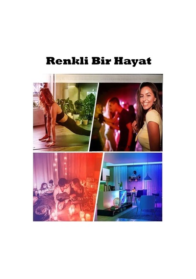 Videolu Uzaktan Kumandalı Rgb Renkli " + Beyaz 9w Led Ampul Fonksiyonlu