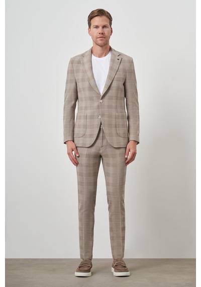 Morven Erkek Bej Trend Slim Fit Mono Yaka Takım Elbise 25ms001008653 Bej