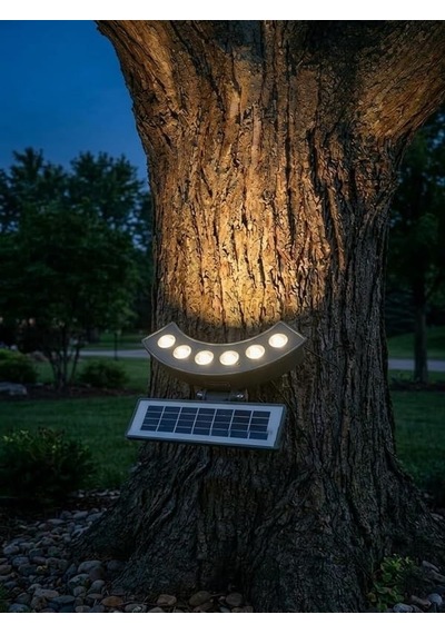 Güneş Enerjili Su Geçirmez Dış Mekan Ağaç Spotu 6 Ledli Solar Bahçe Dekoru Sütun Aydınlatma Gün Işığı Genel