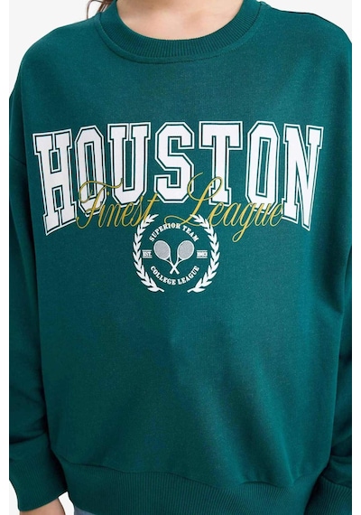 Defacto Kız Çocuk Relax Fit Bisiklet Yaka Baskılı Sweatshirt E8894a825augn1116 Yeşil
