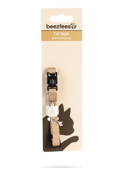 Hnrlıshp Beeztees Kedi Boyun Tasması, Zilli, Bej, 20-30cm