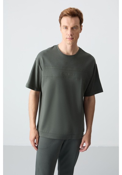 Tommy Life Haki Pamuklu Kalın Yumuşak Dokulu Oversize Fit Basic Erkek Eşofman Takım - 85261 Haki
