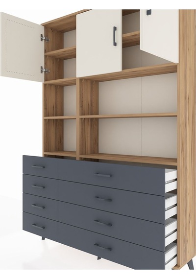 Arges Dolap 8 Raflı 8 Çekmeceli 3 Kapaklı 132x30x195 Çam-aytaşı/antrasit Aytası/antrasıt Arges Dolap 8 Raflı 8 Çekmeceli 3 Kapaklı 132x30x195 Çam-aytaşı/antrasit Aytası/antrasıt
