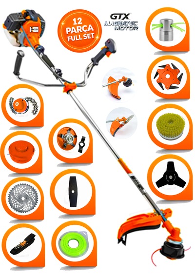 Prowackers German Wz-8900 Ultra Yan Tipi Benzinli Ot Çalı Çim Biçme Tırpanı+ 12 Pcs Komple Setli