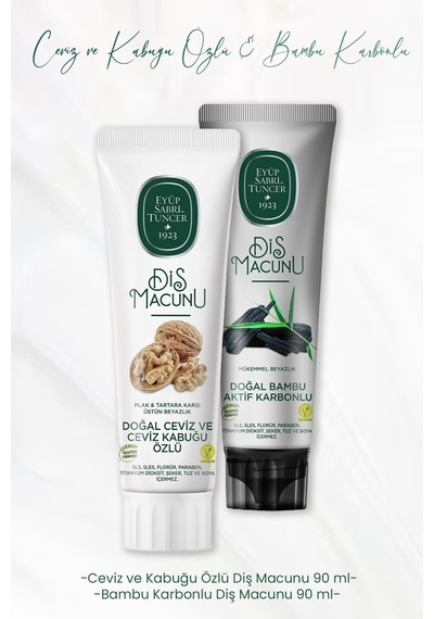 Eyüp Sabri Tuncer Bambu Aktif Karbonlu + Ceviz ve Kabuğu Özlü Diş Macunu 2 x 90 ML