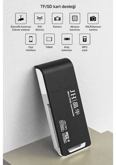 Usb 2.0 Çift Kart Okuyucu, Sd Microsd Tf Hafıza Kart Reader, Bilgisayar Laptop Kamera Drone Araç Kamerası Uyumlu, Kompakt Taşınabilir Abs Gövde, Tak Çalıştır N450