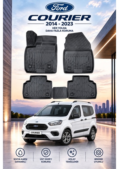 Ford Courier 2014-2023 Aracınıza Özel Üretim Havuzlu Paspas Takımı A+ -mod-