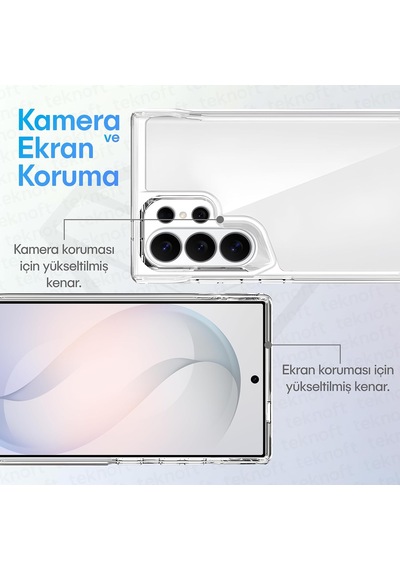 Samsung Galaxy S26 Ultra İçin Crystal Armor Serisi Şok Emici Yumuşak Silikon Kenar Arkası Sert Polikarbonat Darbeye Dayanıklı Şeffaf Kılıf Galaxy S26 Ultra