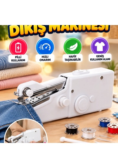 El Tipi Taşınabilir Mini Dikiş Makinesi Pilli Hızlı Onarım Ve Kendin Yap