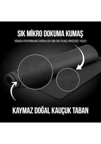 Klasse Pro Black Edition - Dikişli Kenar 70x30, 90x40, 100x50 Ve 120x60 Cm Oyuncu Gaming Mouse