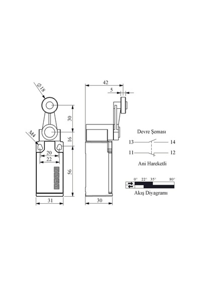 Emas L5k13mem121 Acısal Hark.18mm Metal Mak.döner Kol