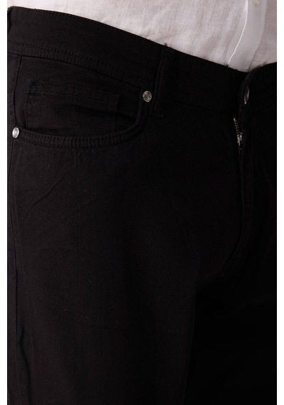 Erkek Siyah Slim Fit Üst Cep Kanvas Pantolon