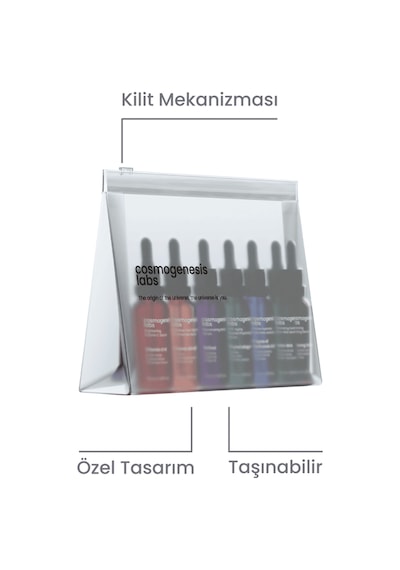 Cosmogenesis Labs Şeffaf Kilitli Seyahat ve Makyaj Çantası – Su Geçirmez Plastik Kozmetik Düzenleyici (13x19 cm)