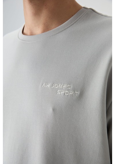 Tommy Life Taş Pamuklu Kalın Yumuşak Dokulu Oversize Fit Nakışlı Erkek Eşofman Takım - 85252 Taş Rengi Taş