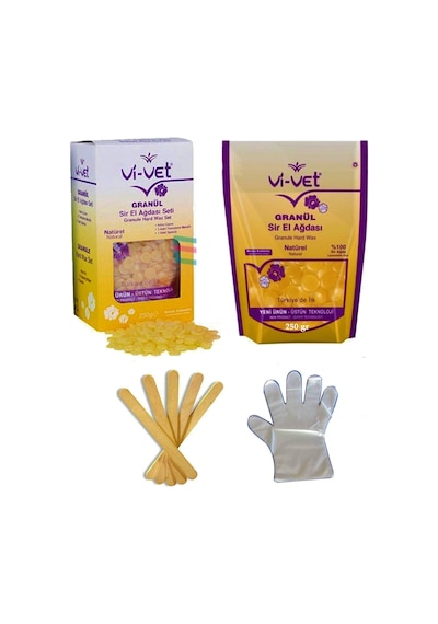 Vi-Vet Natürel Granül Sir El Ağdası 250 G x 2 + Cezve + Eldiven + Spatula