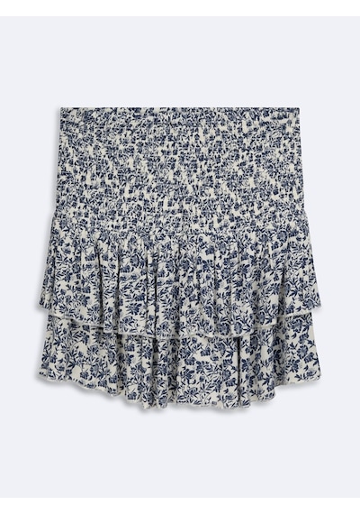 LTB Mini Çiçekli Mavi Etek Mid Indigo