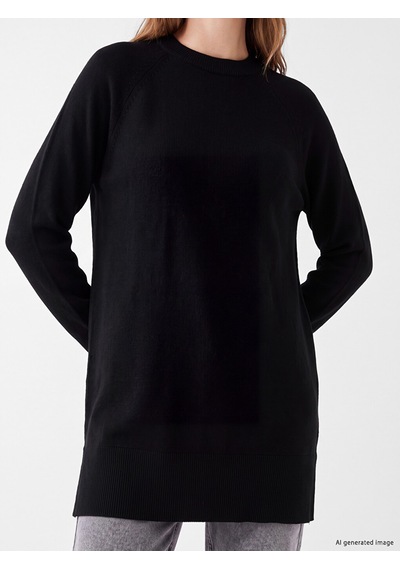 Lcw Modest Siyah Kadın Basic Triko Tunik