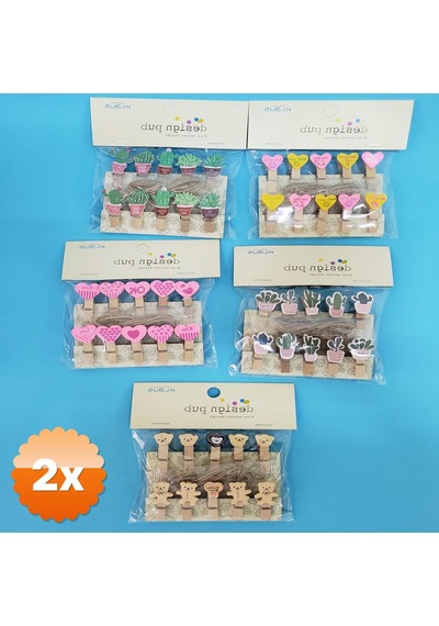 2 Paket Ahşap Notluk İpli Mandal 10 Adet Mandal Ve 2 Metre İp