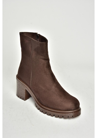 Fox Shoes T726911102 Kahverengi Süet Kalın Topuklu Kadın Bot Kahverengi