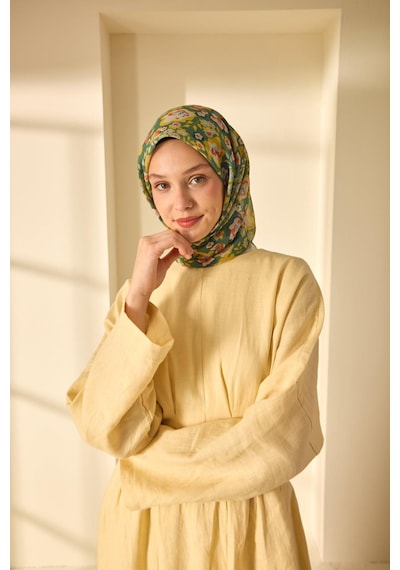 Silk Home Soft Eşarp 73090-36 Yeşil, Sarı, Turuncu, Bebe Mavi, Koyu Yeşil