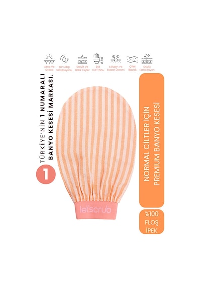 Premium Ekru Turuncu Zebra Banyo Duş Kesesi Peeling Eldiveni %100 Floş Ipek Normal Ciltler Için