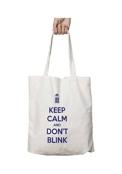 Art Hediye Keep Calm And Dont Blink İki Taraf Kalıcı Yıkanabilir Okul Plaj Omuz Bez Çanta Çok Renkli