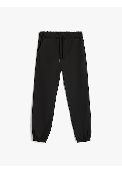 Koton Standart Bel Cepli Düğme Detaylı Basic Jogger Pantolon Siyah 5skb40058tw Siyah