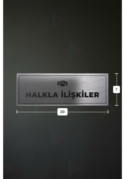Halkla İlışkıler Yazılı - Metal - Gümüş Renk - Kapı İsimliği - 20x7 Cm