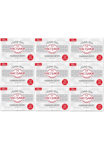 Hacı Şakir Hamam Keyfi Nostalji Geleneksel Beyaz Sabun 4 x 200 G 9'lu