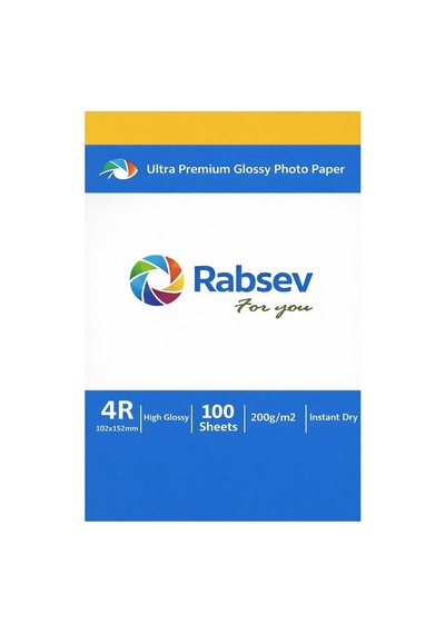 Lexroo Rabsev Ultra Premium Parlak Fotoğraf Kağıdı, 4r 10x15cm, 200g/m2, Hızlı Kuruyan, 100 Yaprak