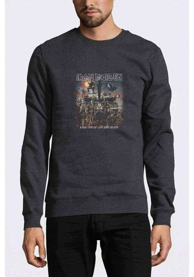 Maıden A Matter Of Baskılı Füme Antrasit Erkek Örme Sweatshirt