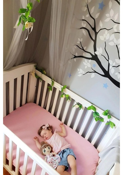 2 Adet 50x90 Cm Anne Yanı Lastikli Penye Kumaş Bebek Çarşafı-pembe