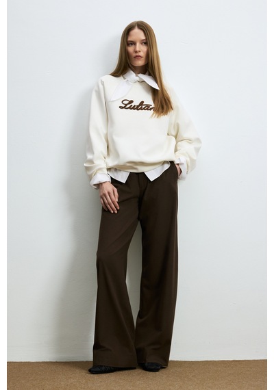 Lufian Ander Kadın Örme Sweatshirt 122030029 Ekru
